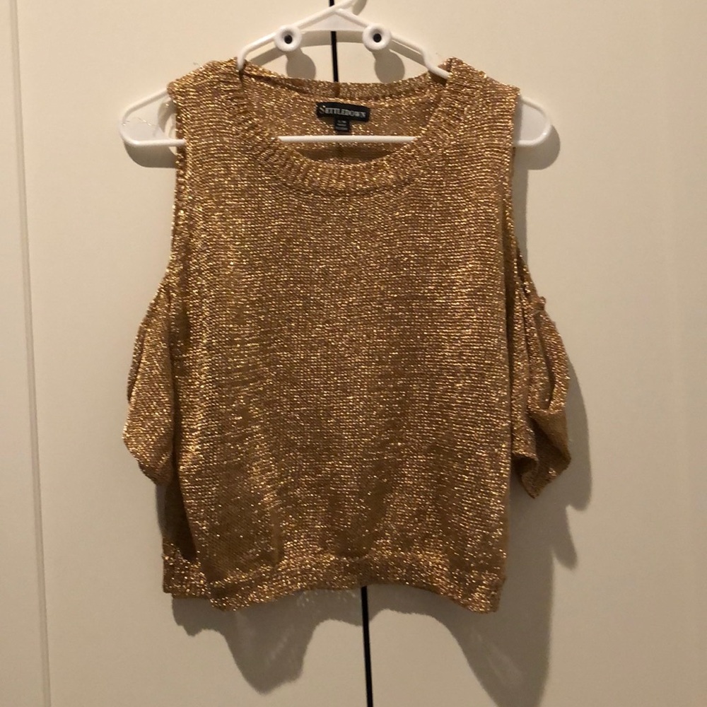 Gold Open-Shoulder Top